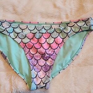 Mermaid Scale Bikini Bottoms in Aqua, Pink & Purple Size XL